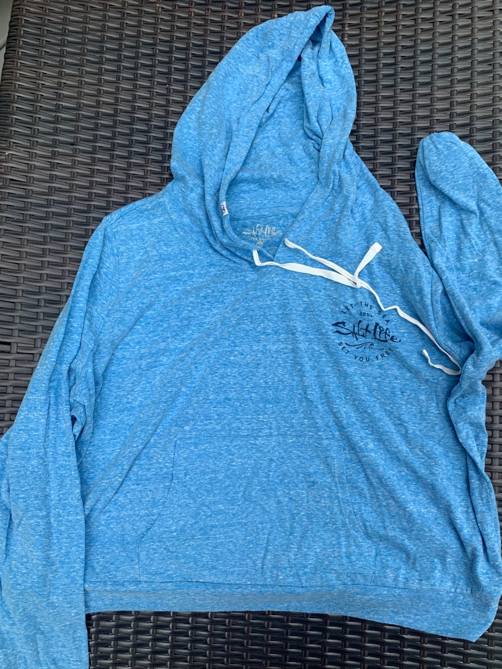 Salt Life Heathered Blue Hooded Pullover with Chest Logo